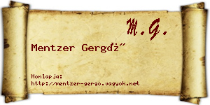 Mentzer Gergő névjegykártya